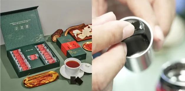 龜鹿二仙膠濃縮古今，製成攜帶輕鬆、可隨身沖泡的膠塊。