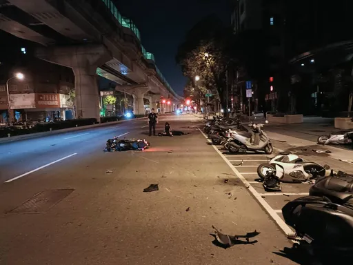 台中大學生暗夜騎車自撞 刷一整排機車!他卻這樣解釋