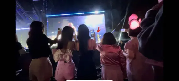 連坐在VIP區的民眾也被背影擋住，網友寫道：「VIP2區第二排視野，希望星期日的能自重。」翻攝《Dcard》論壇