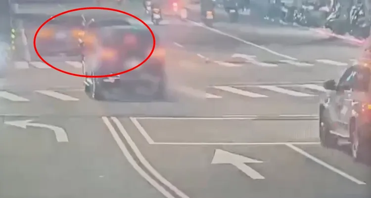 鄧重疑酒駕肇事，竟讓妻子出面接受警方酒測。翻攝畫面