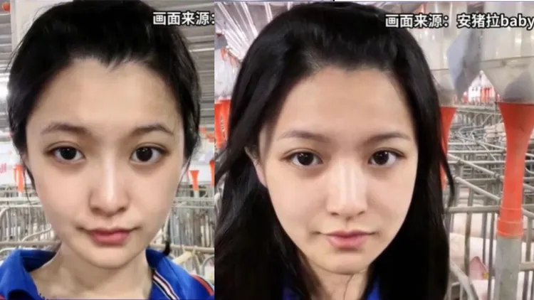 校花等級的正妹孫卓，畢業後在養豬場工作。翻攝微博