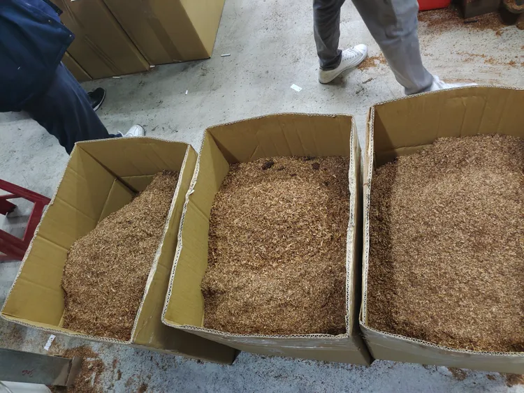 嫌犯從國外進口肥料使用的煙草下腳料，製成劣質菸香菸牟取暴利。讀者提供