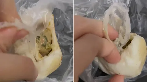 「平生吃到最可怕的包子」　麵糰抽出這一條14公分！顧客驚呼扯爆了