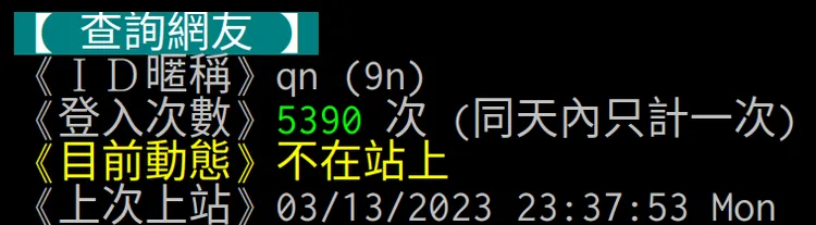 發文者指qn黃瓊慧在他PO文後4分鐘即上PTT查看。翻攝自論壇PTT