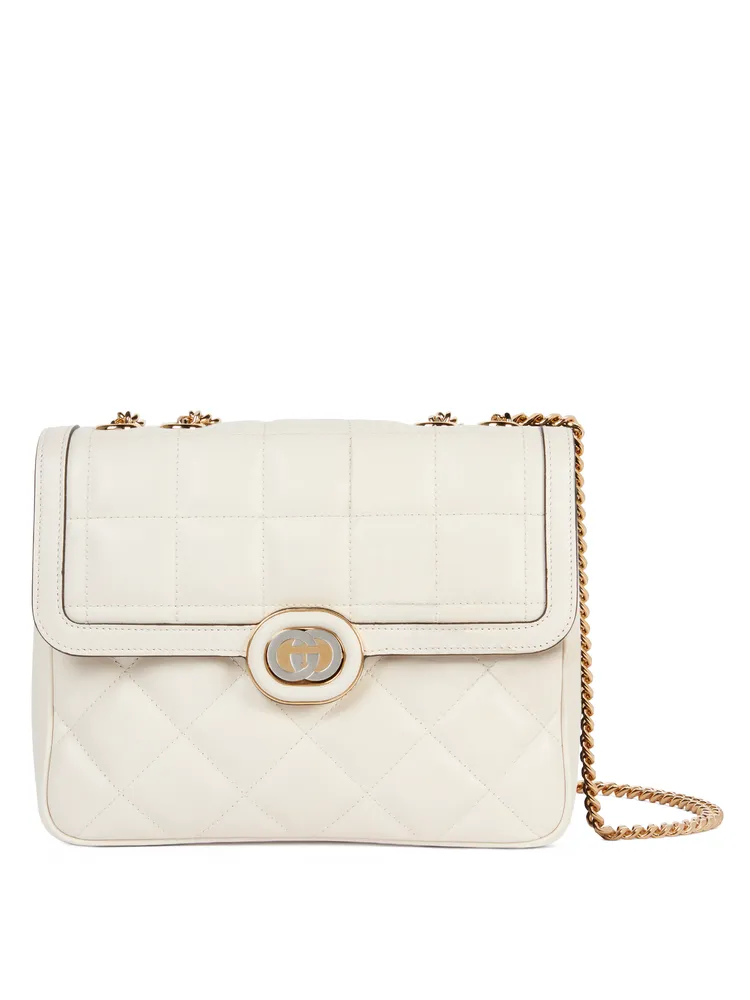 Gucci Deco白色迷你格縫鍊帶包，9萬4700元。品牌提供