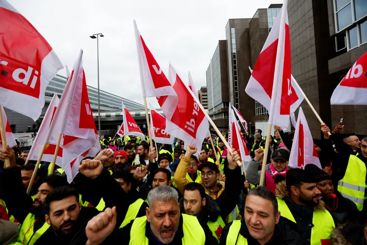 德國服務業工會上月17日也發動罷工。路透社