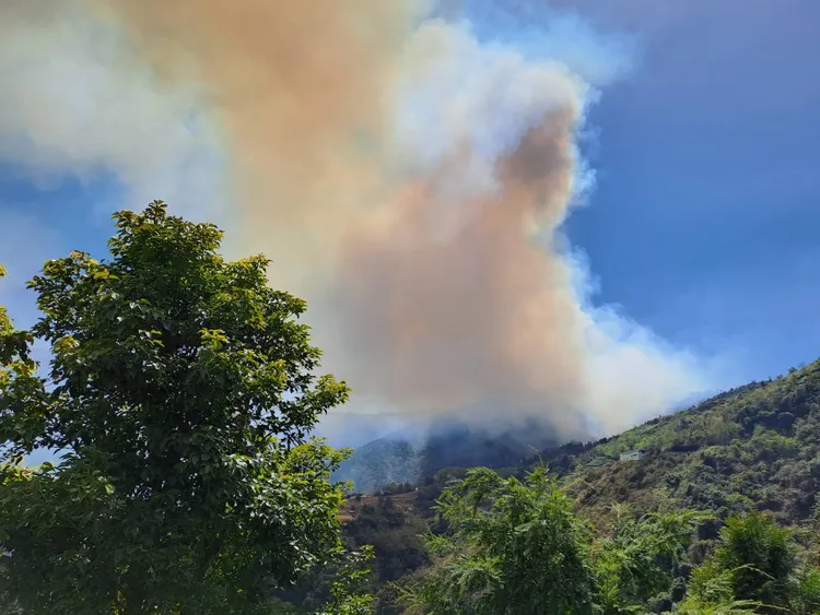 大鹿林道森林火警。新竹縣消防局提供