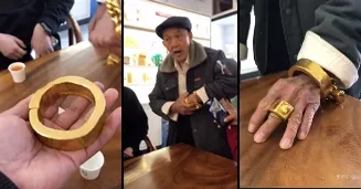 九旬土豪戴2Kg金鐲閃瞎人 網友笑「是我失散的爺爺」