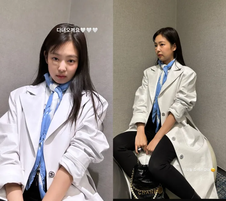 Jennie大方在IG分享貼著OK繃的正面照。翻攝Jennie IG