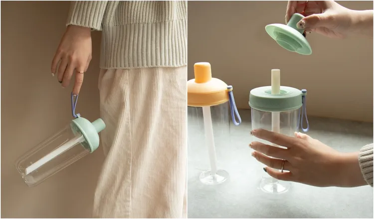 使用店內選物「樂扣樂扣嚼對搖搖吸管杯」，外帶飲品現折25元。業者提供