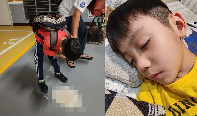 陳仙梅附上孩子竟然走上路上都忍不住吐出來，透露貞的是讓她連工作都掛心不已。引自陳仙梅臉書