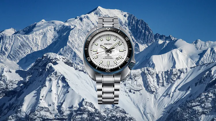 今年SEIKO Prospex系列為向植村直己致敬，特以1970年潛水錶為藍圖，推出了錶面飾有白朗峰圖案的現代詮釋版（型號SLA069J1），限量500只，約9萬8000元。品牌提供