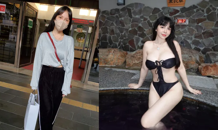 陳香菱擁有H奶好身材。左，呂志明攝/右，翻攝陳香菱臉書