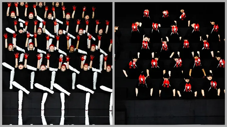 舞蹈表演由50名舞者穿上特別訂製的黑白色Astribottas紅底長靴，演繹精心構思的「tutting」舞步。品牌提供