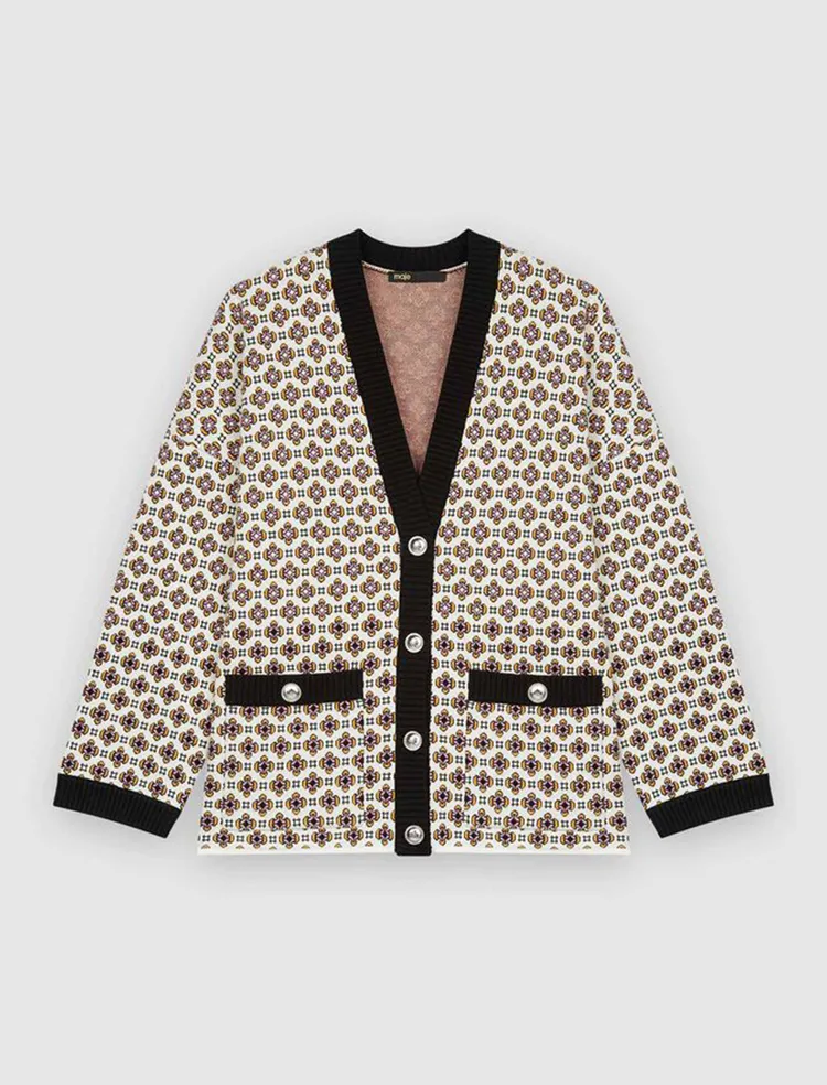 Maje花磚印花針織開衫，1萬1790元。品牌提供