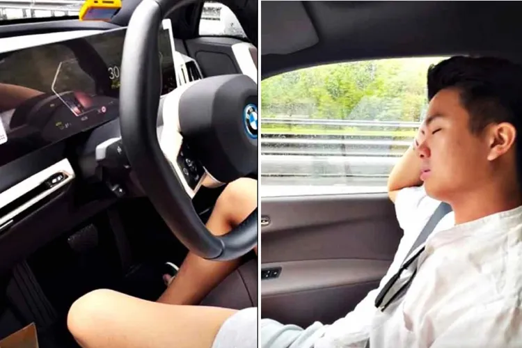 顏妃曬男友豪車自動駕駛功能，反遭網友撻伐。取自《中國報》