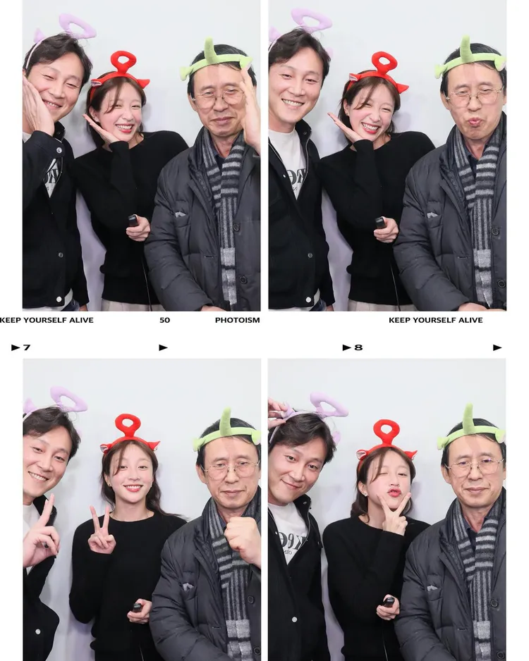 哈妮帶大10歲男友梁在雄見父親，一起拍攝人生四格。翻攝哈妮IG