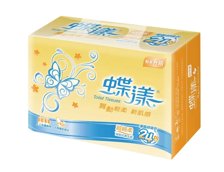 蝶漾抽取式衛生紙100抽24包買1送1，平均一包180元。業者提供