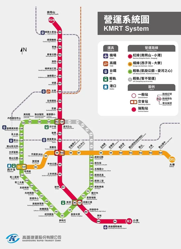高雄輕軌（綠色路線）正進行最後7站新建工程，預計今年底完工通車、輕軌成圓。高捷局提供