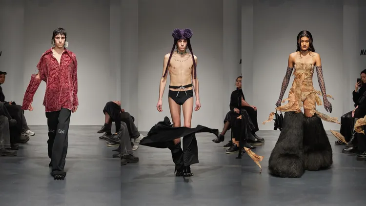 AVAVAV 2023秋冬系列，每位Model出場時，身上都會有一樣東西解體。翻攝avavav IG