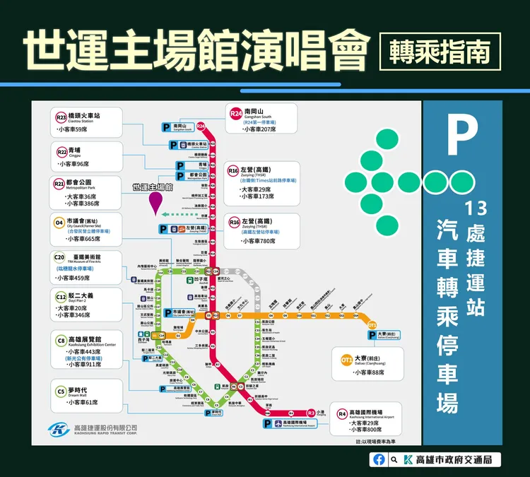 高市府規劃的BLACKPINK演唱會交通疏運措施。讀者提供
