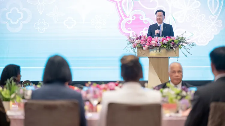 吳釗燮在外交部新春晚會上致詞。總統府提供