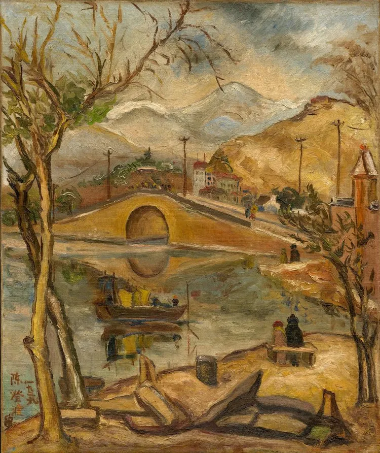 陳澄波家屬將〈清流〉捐贈給台南市美術館。取自陳澄波文化基金會