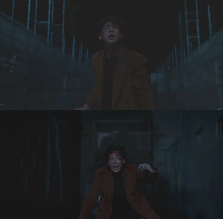 朴成勳藥水遭調包逐漸失明，還被推下樓。翻攝Netflix