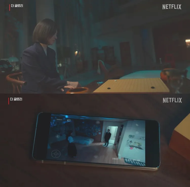 宋慧喬全程透過監視器，觀看林知衍與鄭星一夫妻倆的互動。翻攝Netflix YouTube