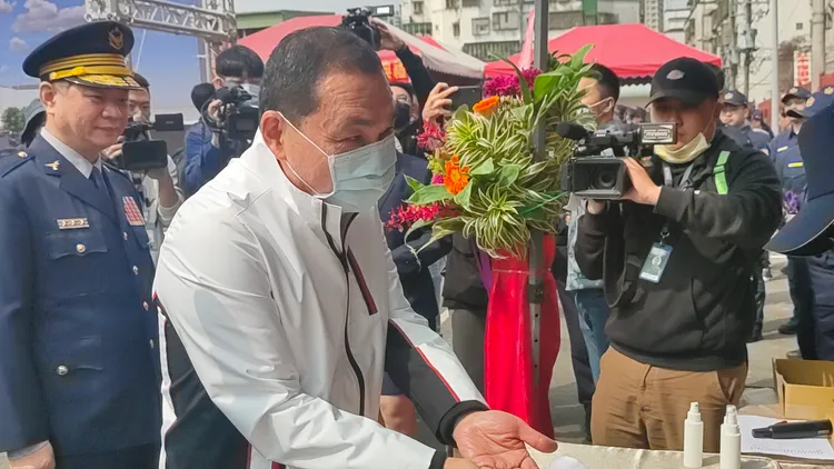 新北市長侯友宜今天參加三重分局交通分隊動土典禮。黃子騰攝