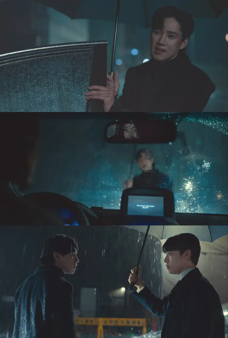 朴成勳（上圖）第12集找宋慧喬理論，李到晛（下圖右）現身解圍。翻攝Netflix
