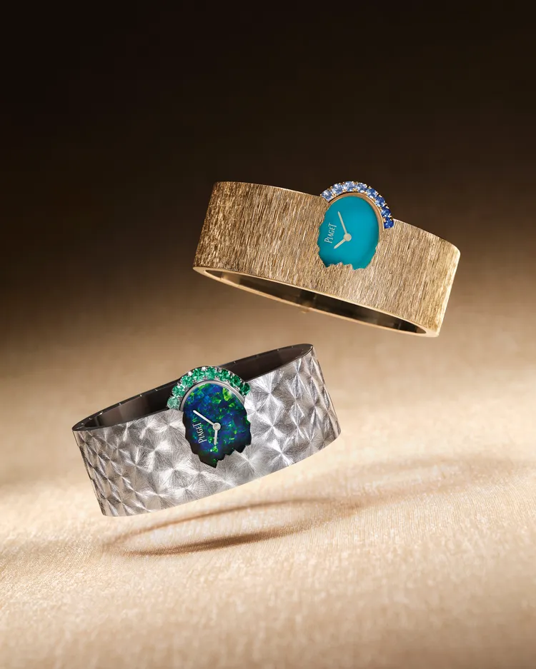 引入伯爵標誌性「宮廷式裝飾」打造的「Hidden Treasure」手鐲錶作品，不規則的造型元素，呼應品牌鍾情的自然靈感。品牌提供