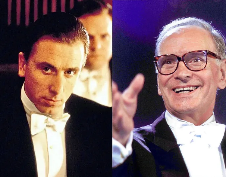 顏尼歐（右）為《海上鋼琴師》製作配樂時，把自己代入片中提姆羅斯飾演的鋼琴師角色。海鵬影業提供