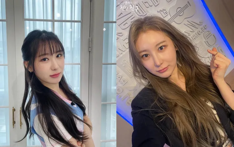 李彩演（右圖）最近上廣播節目，臉頰肉消失，山根也變得挺直，遭疑整形修修臉。翻攝李彩演IG、MBC