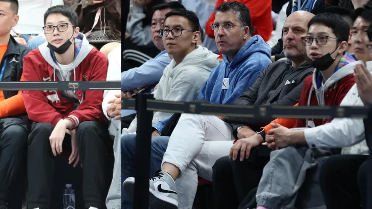 賴冠霖近日現身球場欣賞CBA籃球賽。翻攝北京首鋼籃球俱樂部微博