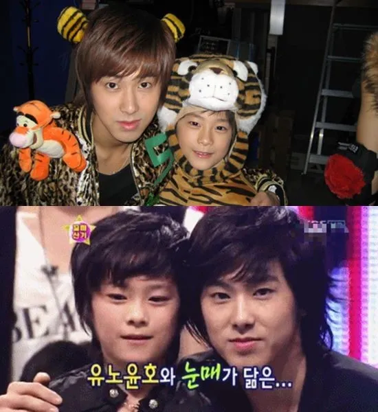 文彬（上圖右）8歲時參與東方神起的MV《Ballons》，擔任「小允浩」，隔年上《Star King》。翻攝naver