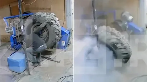 驚悚影片|卡車輪胎維修恐怖爆炸 「輪圈猛砸」34歲技工當場斃命