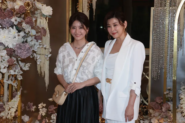 王樂妍（左）和方馨好姊妹一同出席婚宴。彭欣偉攝