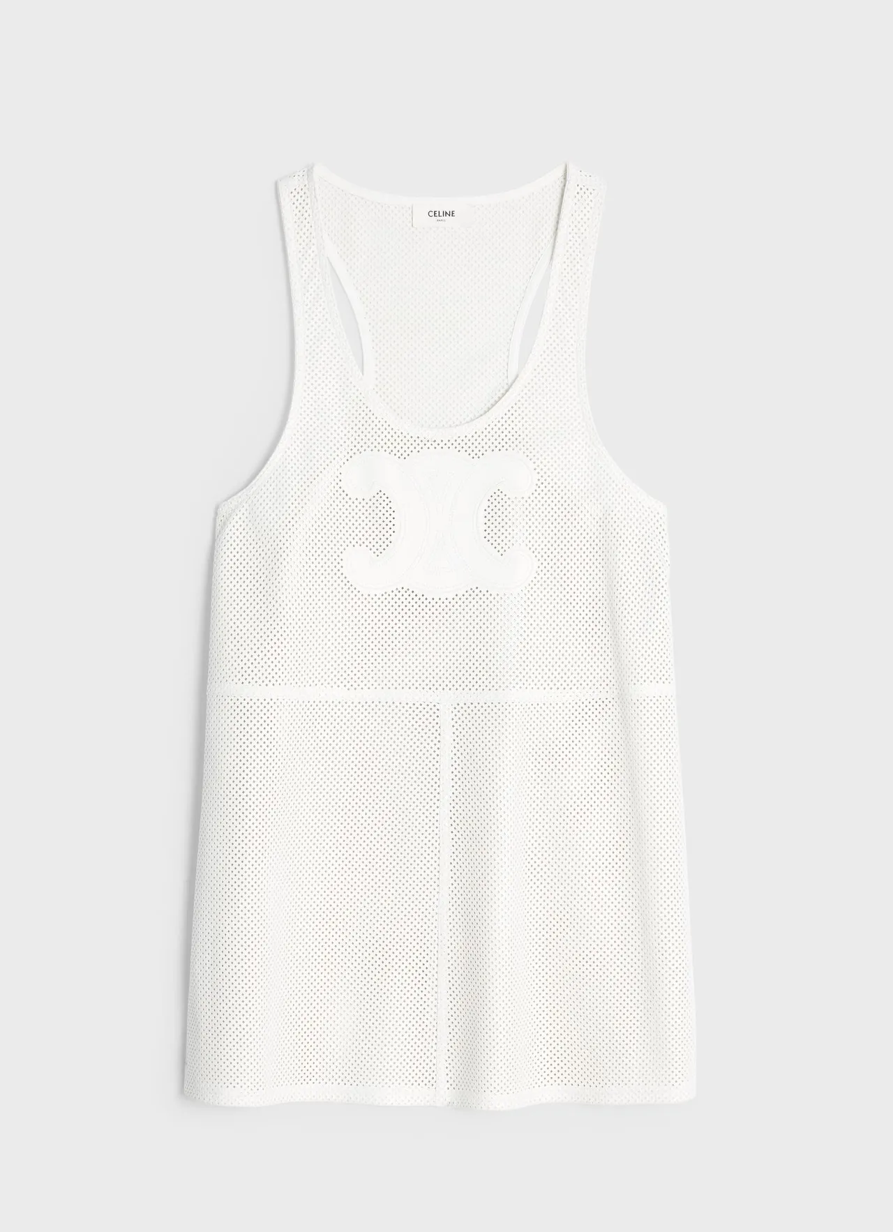 羊皮Triomphe貼飾網眼連身迷你裙,15萬5000元。品牌提供