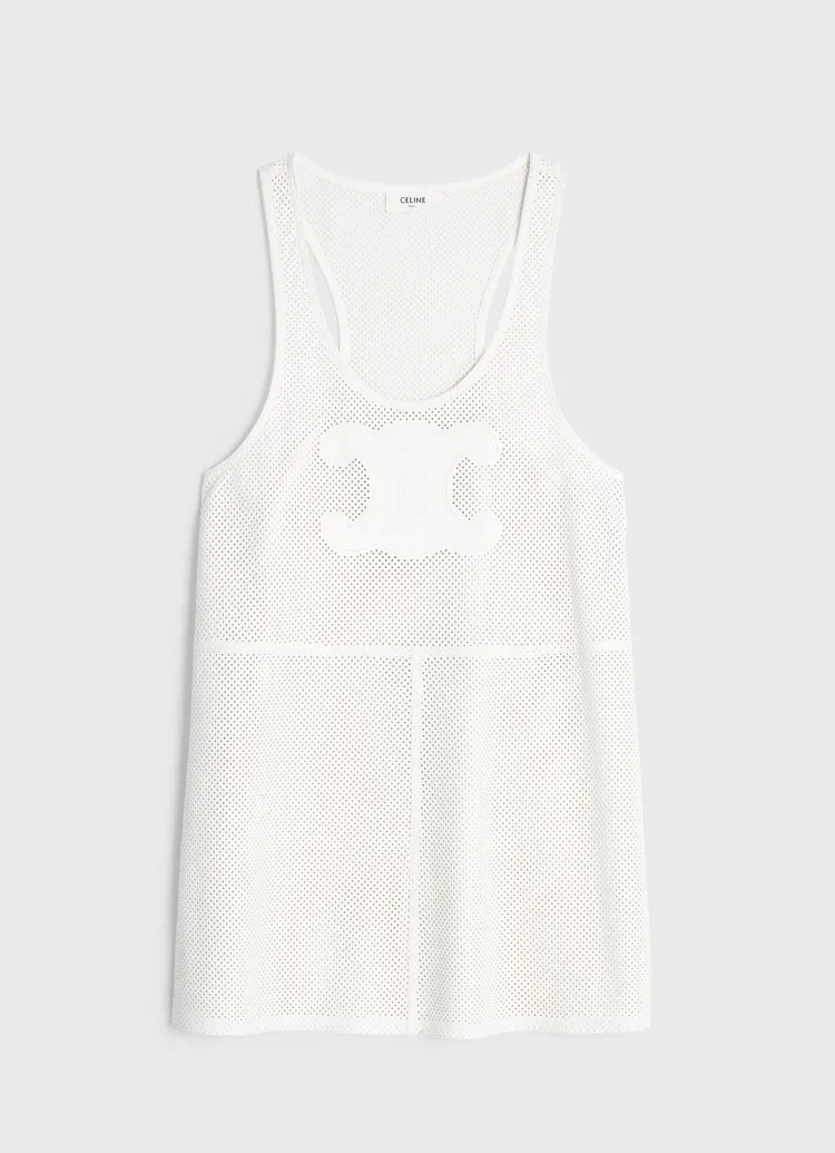 羊皮Triomphe貼飾網眼連身迷你裙，15萬5000元。品牌提供