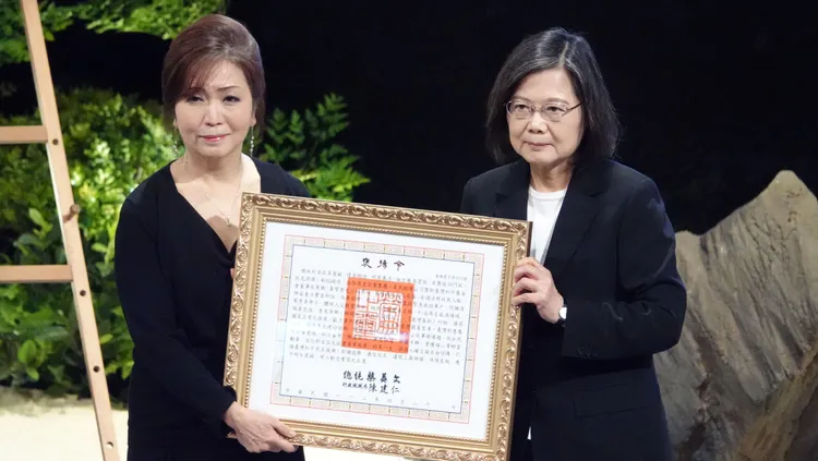 總統蔡英文親自到場頒授褒揚令。莊宗達攝