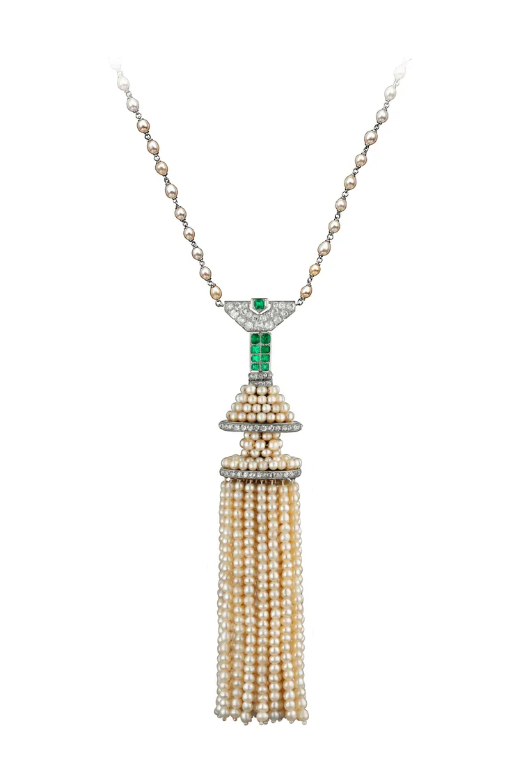 卡地亞古董珍藏系列珍珠流蘇項鍊，產於1941年，約1190萬元。品牌提供