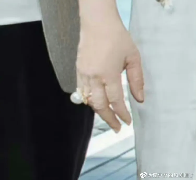 賭王三太昨在女兒婚禮上戴的超大珍珠戒指，被猜測價值連城。翻攝貓少女的追劇匣子