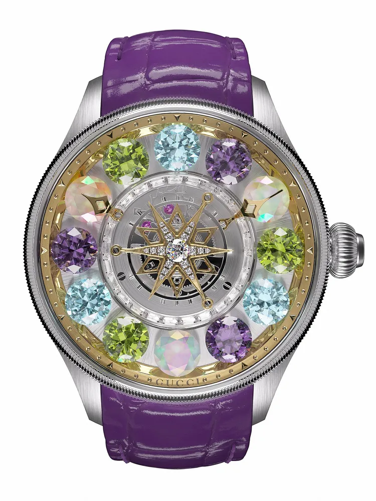 G-Timeless Planetarium中置飛行陀飛輪18K白金多彩寶石腕錶，798萬元。品牌提供