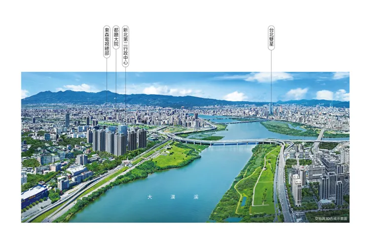 和三重一橋之隔的台北雙星特區，每坪開價130-150萬，都廳大院每坪65萬起，房價直接省一半。業者提供