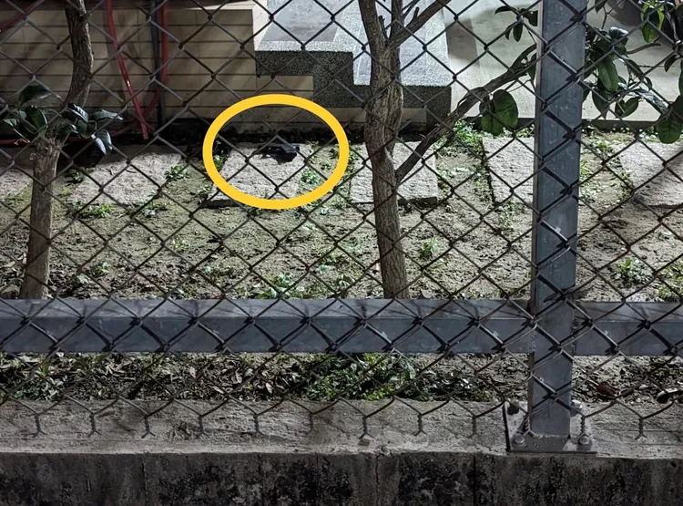 案發現場地面遺留林男自轟的手槍。讀者提供