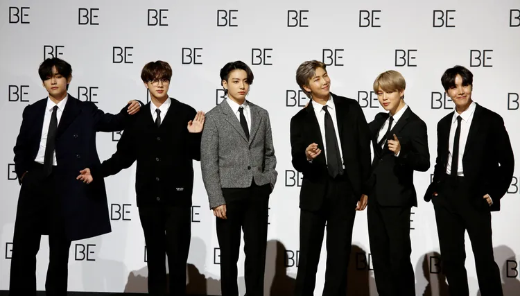 2020年BTS於南韓首爾宣傳專輯《BE》。路透社