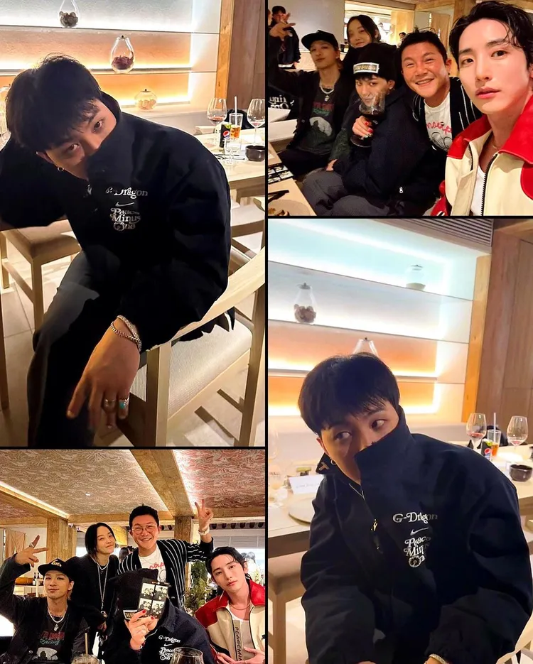 G-Dragon在IG曬出的照片中，可見他圈內好友男星李洙赫等人，都是當晚Nike x PEACEMINUSONE聯名系列發布晚宴的座上賓。翻攝xxxibgdrgn IG