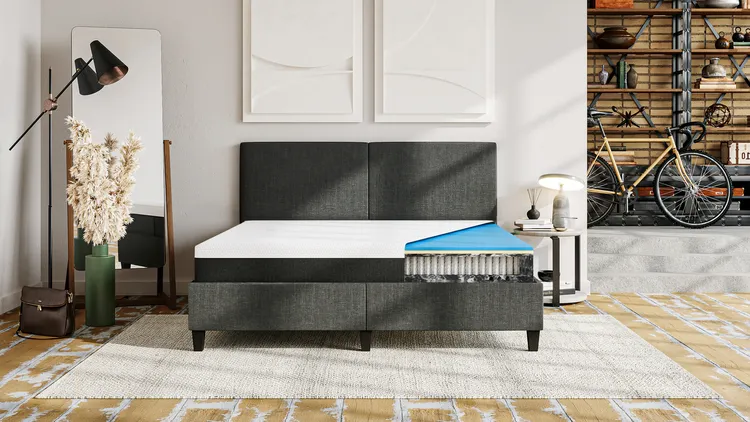 德國Emma Sleep Hybrid獨立筒床墊五層分層剖面照。業者提供