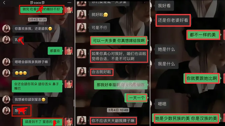 王龍與小三莎莎的對話。翻攝自《今日頭條》